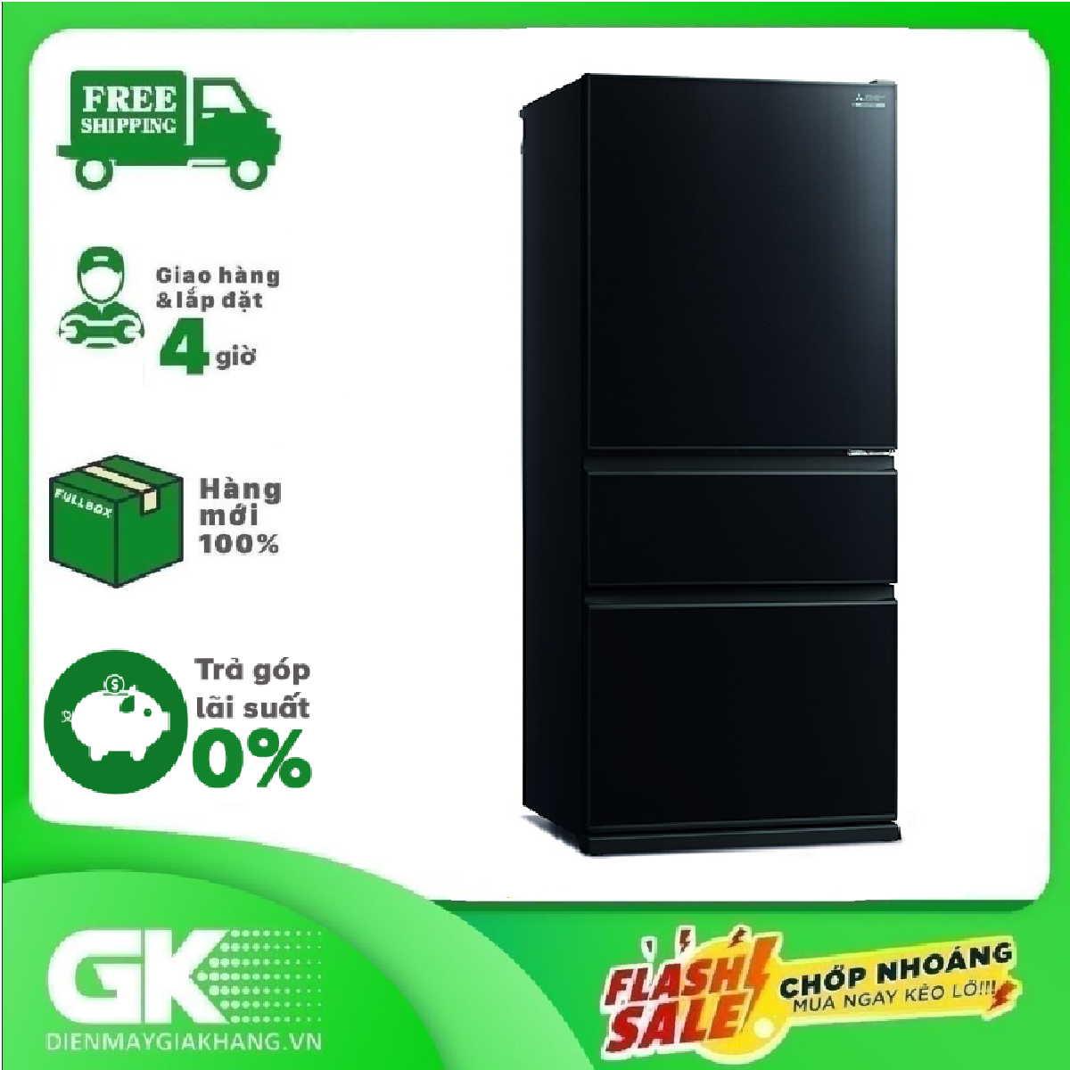 [Trả góp 0%]Tủ lạnh Mitsubishi Inverter 450 lít MR-CGX56EP-GBK-V