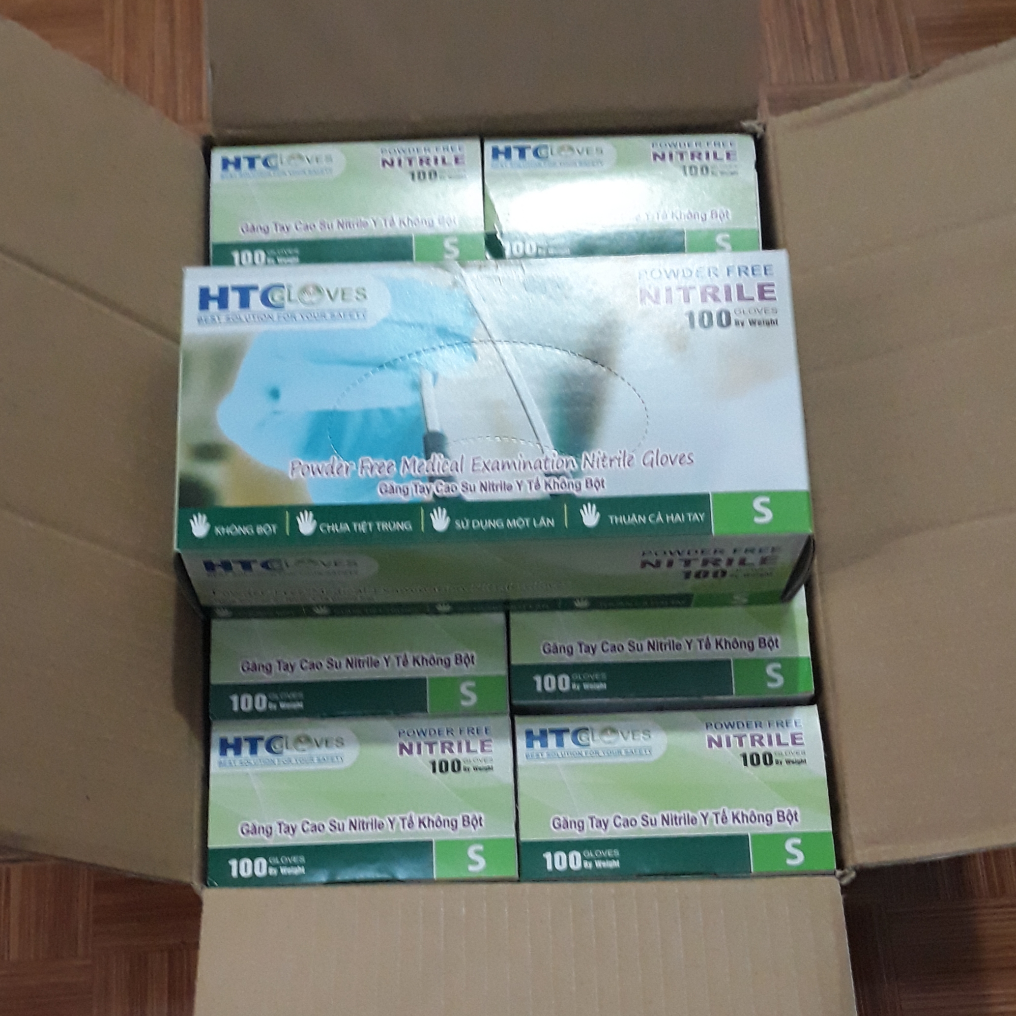 [HCM]Găng Tay ( bao tay ) Cao Su Y Tế Không Bôt HTC Glove hộp 100 cái màu xanh