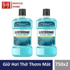 Bộ 2 chai nước súc miệng hơi thở thơm mát Listerine Coolmint 750ml