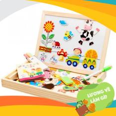 Bảng gỗ nam châm ghép hình 2 mặt hình thú