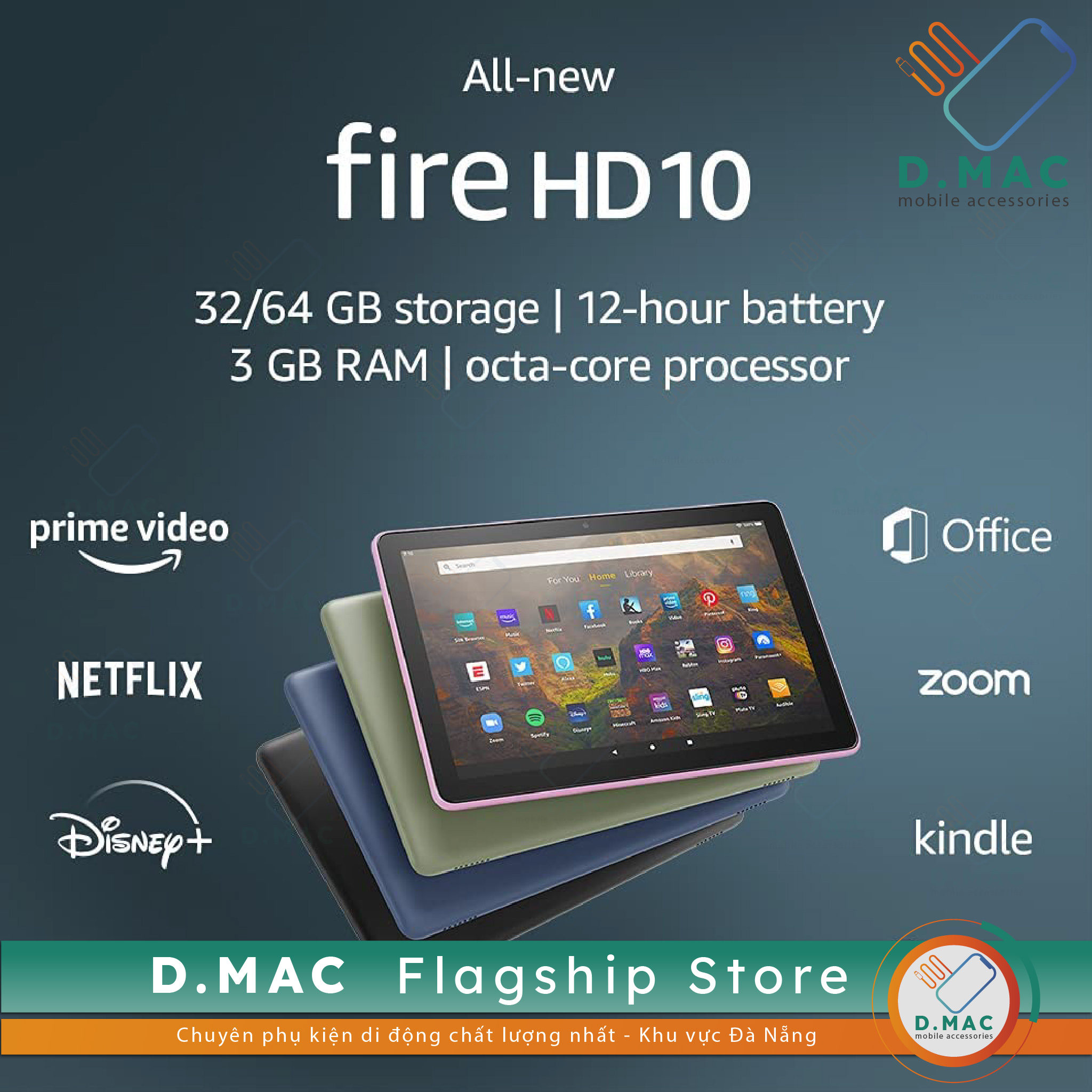 Máy tính bảng Kindle Fire HD 10 - 2021 (Tặng kèm bao da)