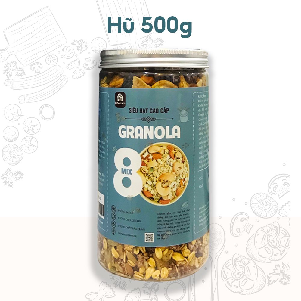 Granola Mix 8 Loại Hạt, Ngũ Cốc Giảm Cân Yến Mạch, Hạt Điều NHALAM FOOD - T1