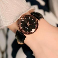 Đồng Hồ Nữ GUOU KOREA Mặt Kim Cương Dây Da Cao Cấp