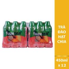 Combo 2 lốc 6 Trà hạt Chia Fuzetea+ hương Đào chai 450ml