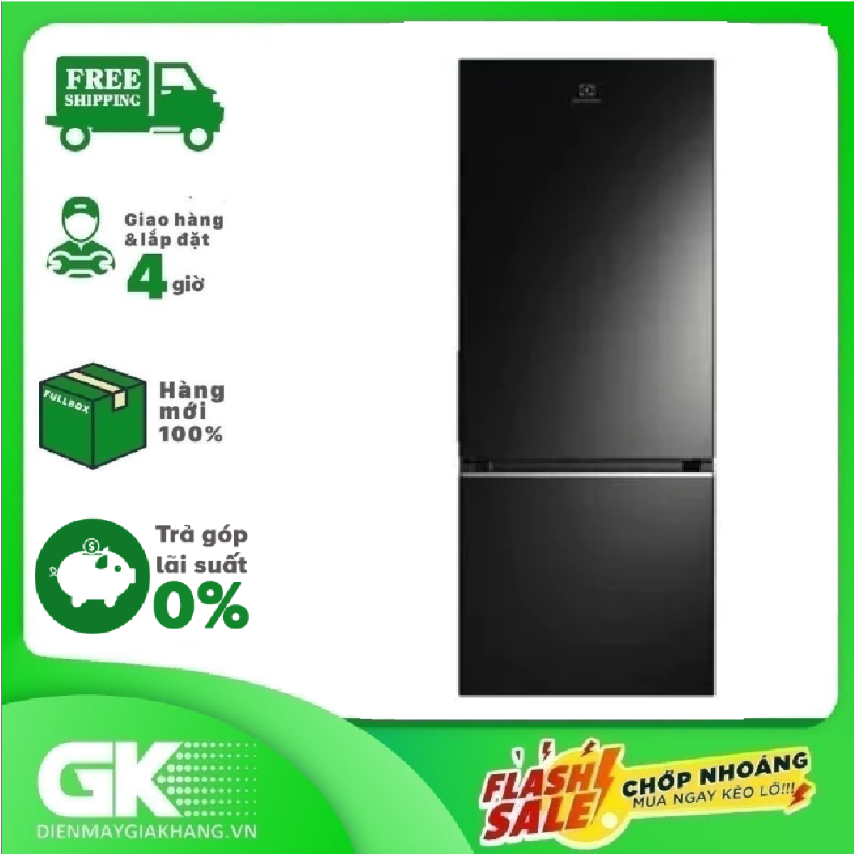 [Trả góp 0%]Tủ lạnh Electrolux Inverter 335 lít EBB3702K-H