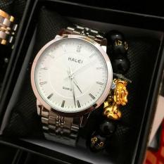 đồng hồ nam halei dây bạc mặt trắng,HL01132211,chống nước,chống xước tốt