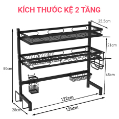 Kệ Bát Sơn Đen Tĩnh Điện Chính Hãng VANDO Size Lớn 125Cm Giá bát thông minh bắc qua bồn rửa chén, tặng kèm giá để dao đũa thìa, giá để thớt, giá dể nước rửa chén