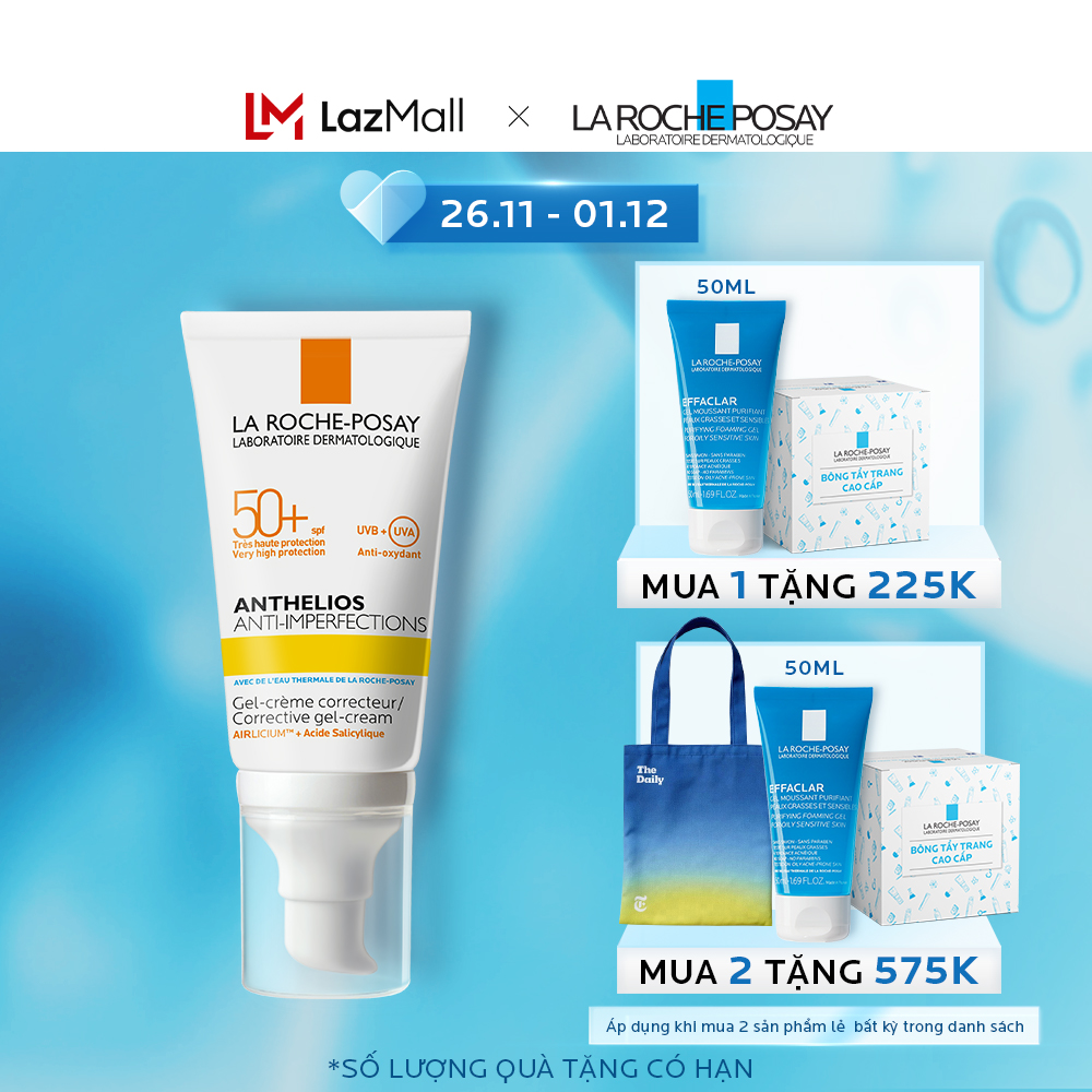 Kem chống nắng giúp bảo vệ da dành cho da bóng dầu, dễ nổi mụn La Roche-Posay Anthelios Anti-Imperfection 50ml