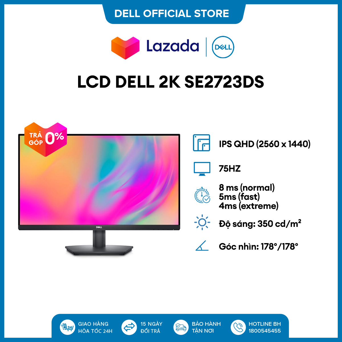 Màn hình Dell SE2723DS 27 inch 2K QHD (2560 x 1440) IPS 75Hz