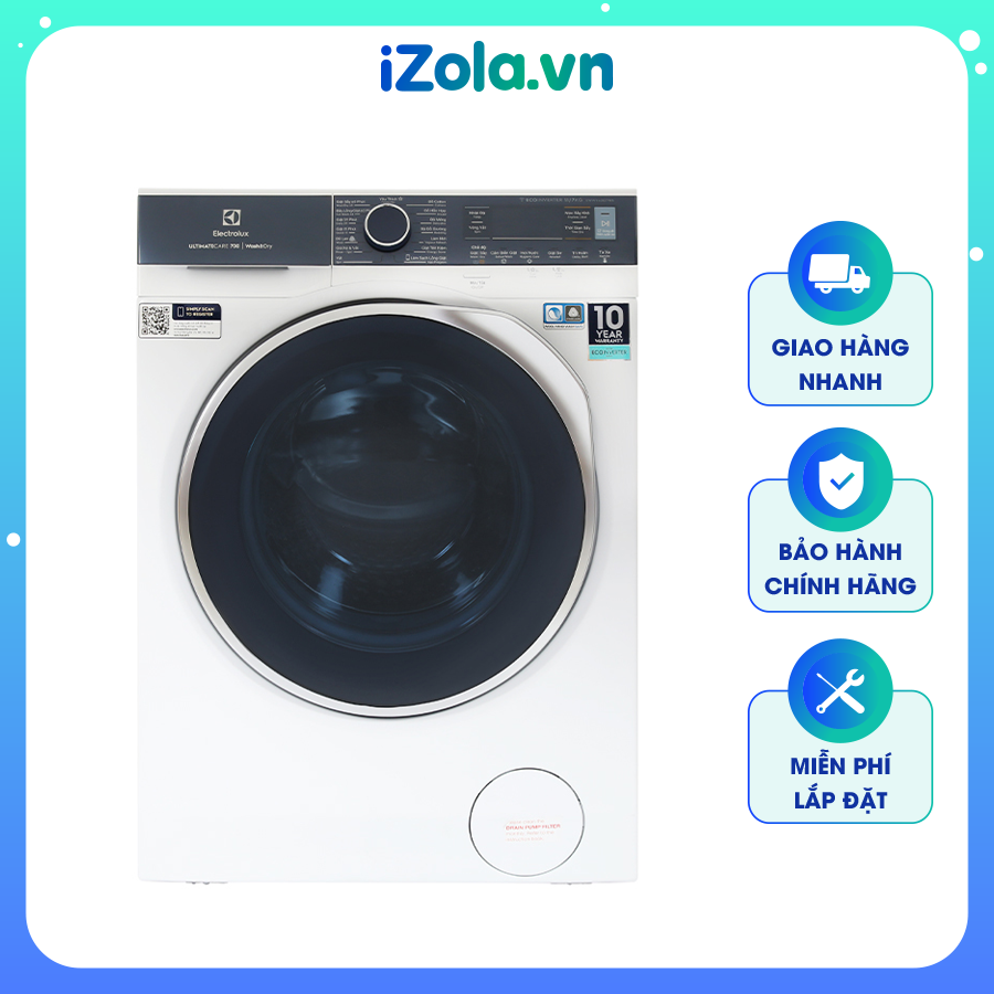 [Giao tại HCM] Máy giặt sấy Electrolux Inverter 11 kg EWW1142Q7WB – Thêm quần áo khi máy đang giặt – Lưu chương trình yêu thích – Chỉnh nhiệt độ nước