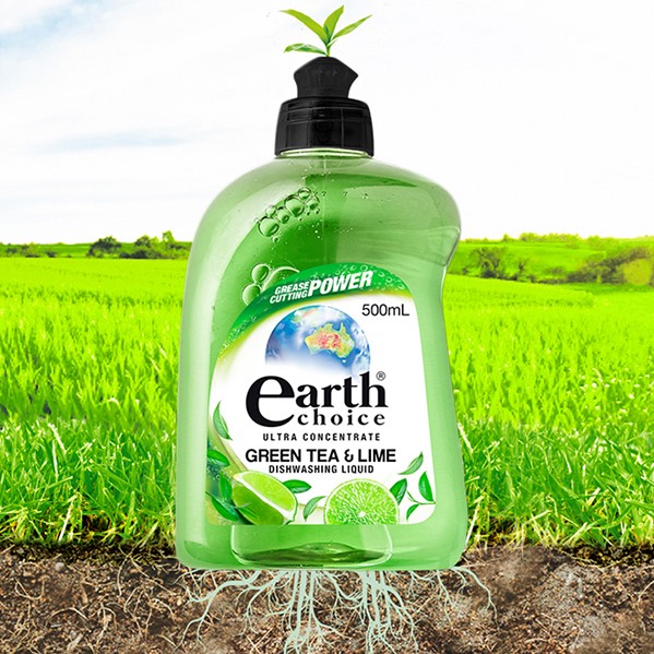 Nước rửa chén đậm đặc Earth Choice Úc 500ml gốc thực vật hương chanh và trà xanh