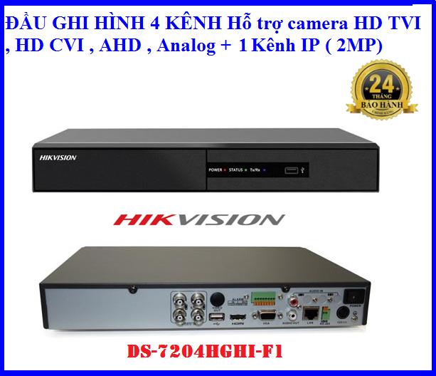 Đầu ghi hình hikvision DS-7204HGHI-F1, Hỗ trợ camera HD TVI , HD CVI , AHD , Analog ( 4 kênh...