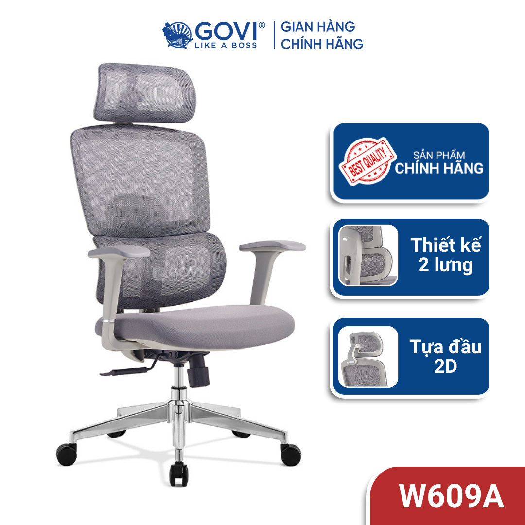 Ghế công thái học Ergonomic GOVI Win W609A – Khung ghế chắc chắn, vải lưới nhập khẩu thoáng mát, thiết kế tinh tế
