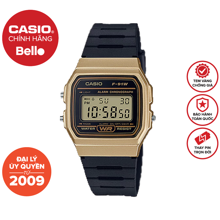 [CHỈ 6.6 – VOUCHER 50K VỚI ĐƠN TỪ 2000K] Đồng hồ huyền thoại Casio Nam F-91WM-9A chính hãng giá rẻ