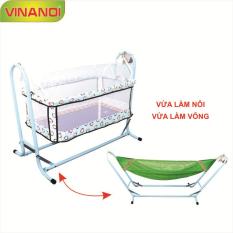 Nôi Võng tự động cho bé 2 trong 1 VINANOI – NV25 lòng nôi màu xanh