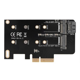 2 Ports NGFF M.2 B + M Key To PCI-E 4X 3.0 Adapter Card SSD To PCI Express - intl...