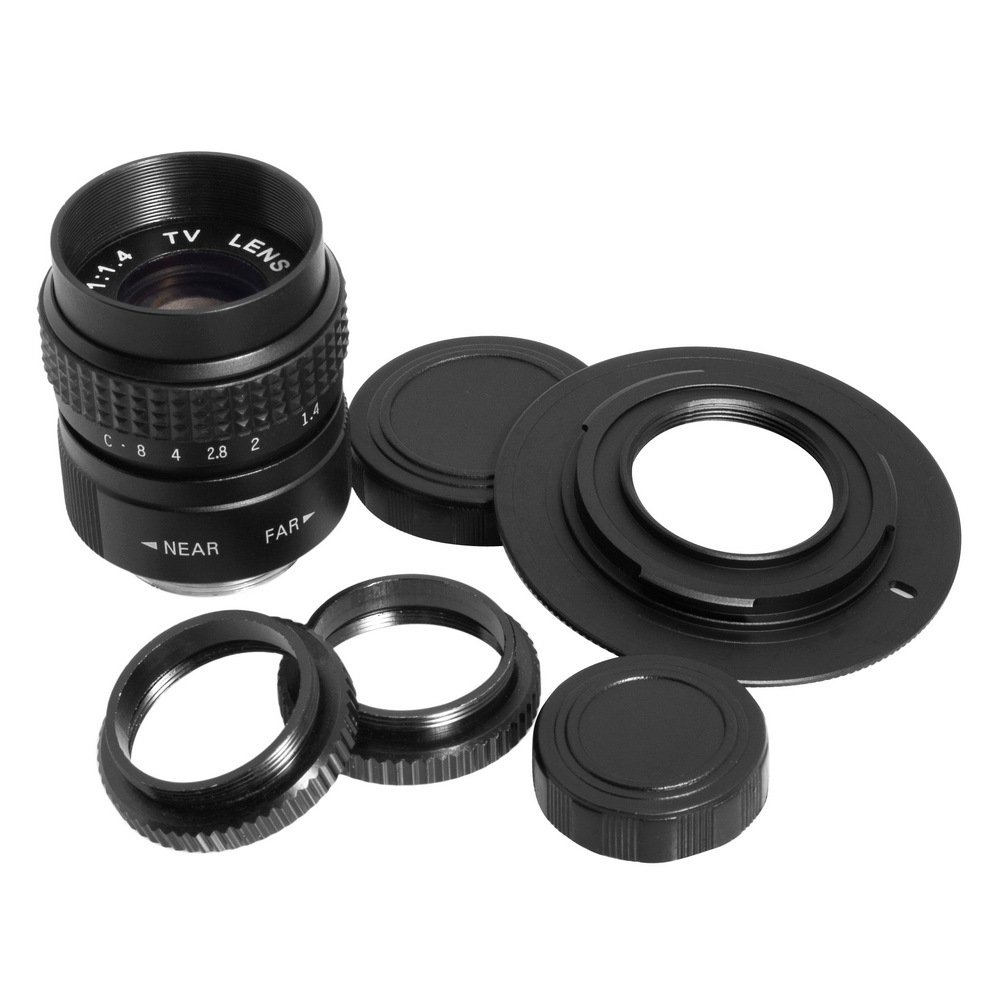 25mm f/1.4 C mount CCTV TV Lens + M4/3 Adapter + Macro Ring for GF3K E-PM1 LF010-SZ (Black) - intl