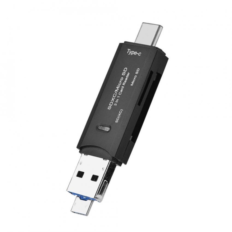 Bảng giá 3 in 1 USB 3.1 Type C + USB + Micro USB Port OTG TF / Micro SD / SD Memory Card Reader (Black) - intl Phong Vũ
