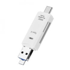 3 trọng 1 USB 3.1 Loại C + USB + Cổng Micro USB OTG/TF/Micro SD/ SD đầu Đọc Thẻ nhớ (Trắng) -quốc tế