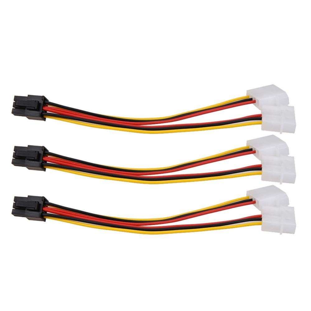 3pcs Display Card Power Line 4pin to 6pin Line Special Purpose for Mining - intl