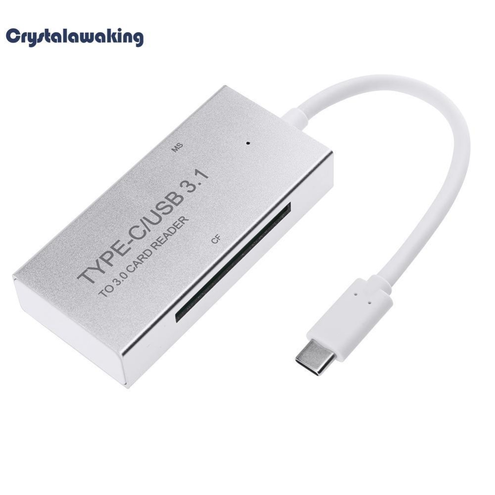 5 in 1 Aluminum USB 3.1 Type C Hub MMS SD TF MS CF Card Reader OTG Adapter (Silver) -...