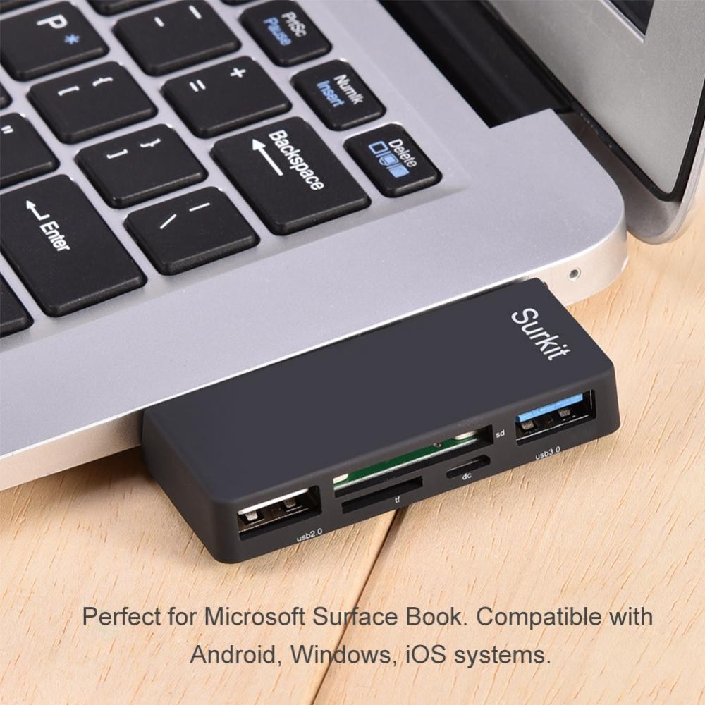5-in-1 USB 3.0 để TF/SD Đầu Đọc Thẻ 2 Cổng USB dành cho Máy bề mặt Sách Laptop Máy Tính-quốc...