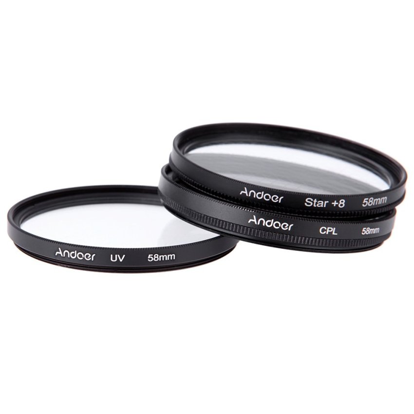 Andoer 58mm Filter Set UV + CPL + Star 8-Point Filter Kit with Case