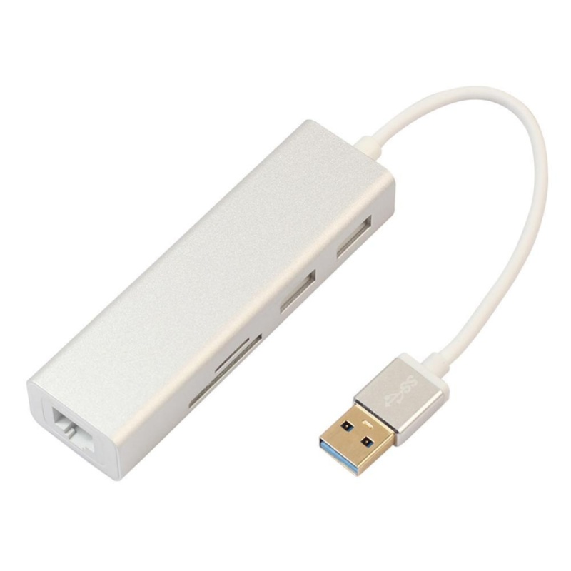 Bảng giá Aluminum USB3.0 to RJ45 2-Port USB3.0 SD TF Card Reader Adapter Converter (Silver) - intl Phong Vũ