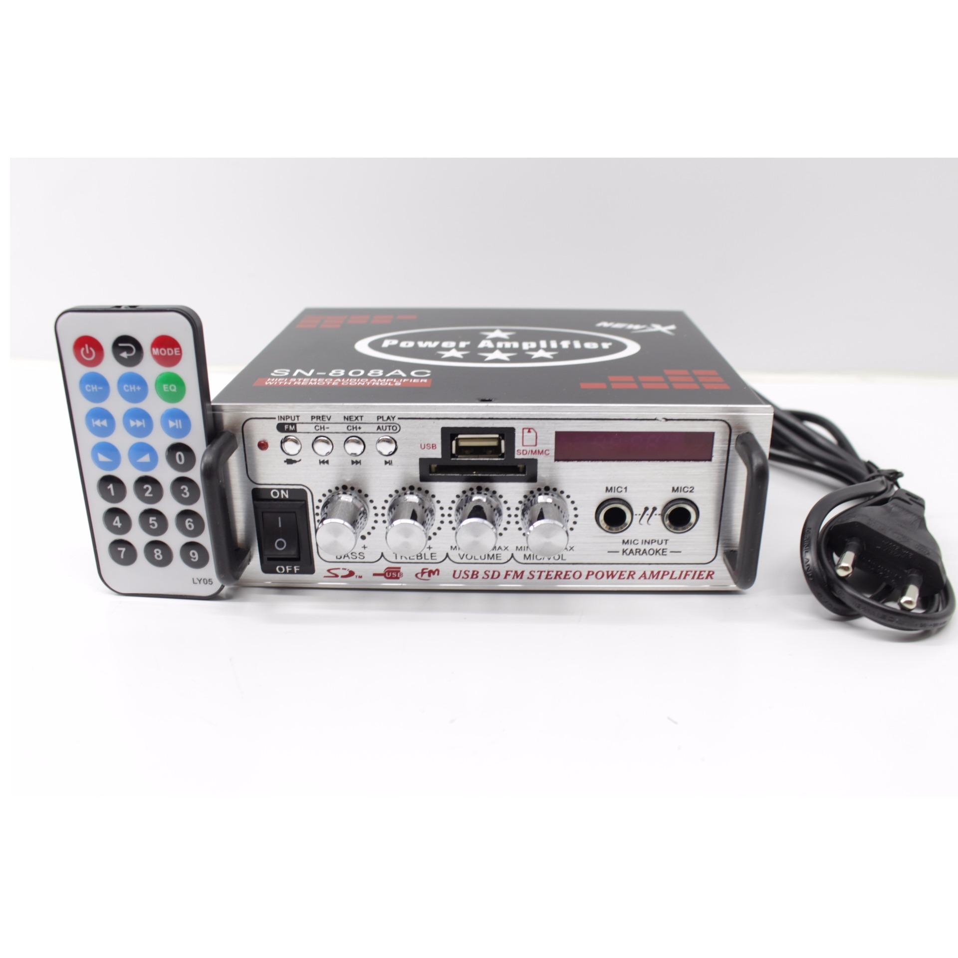 Ampli SN-808AC 12V/220V - Audio KARAOKE (Đen)