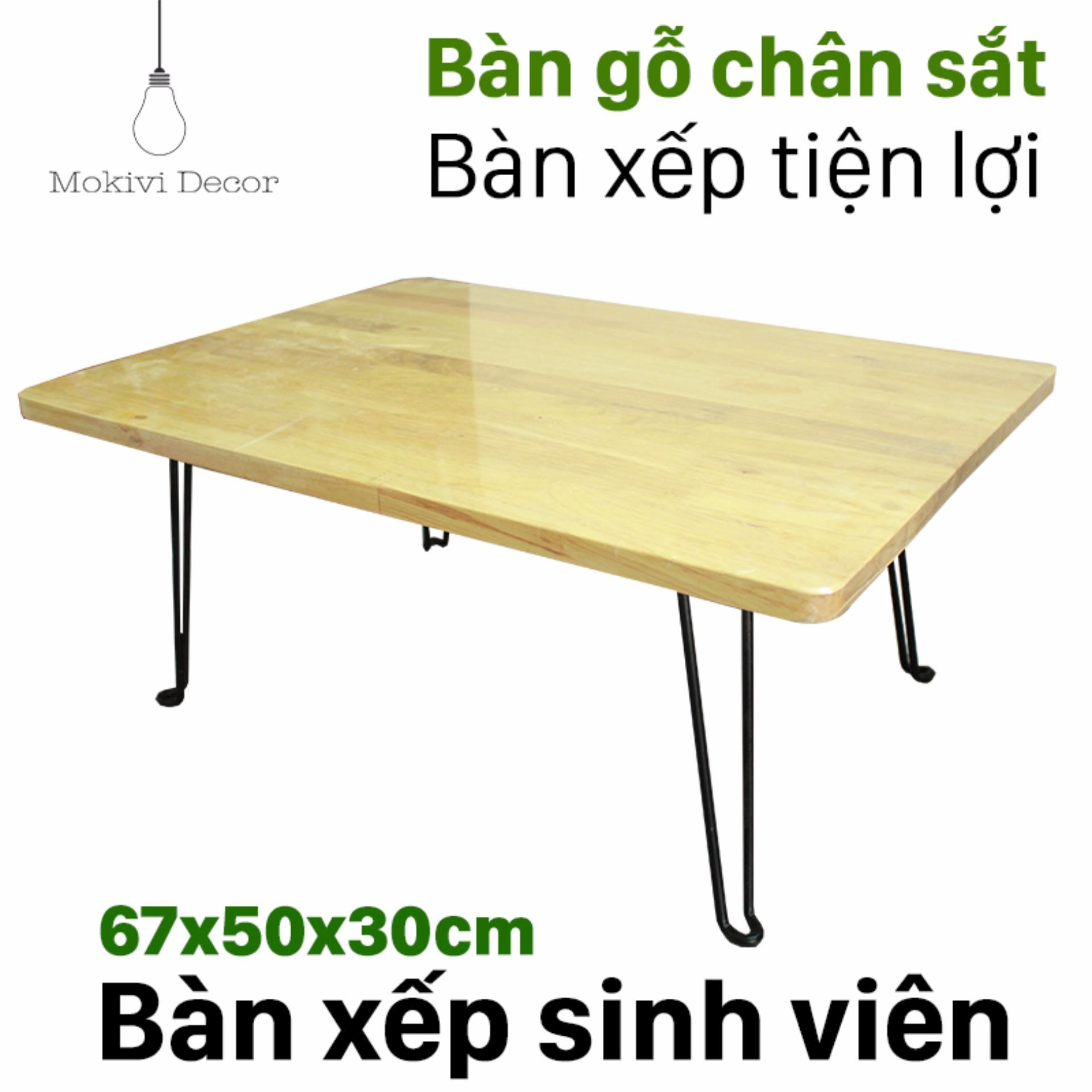 Bàn gỗ laptop (Tự Nhiên) mặt bàn 67x50x30cm - bàn gỗ laptop XẾP GỌN - Bàn học sinh viên