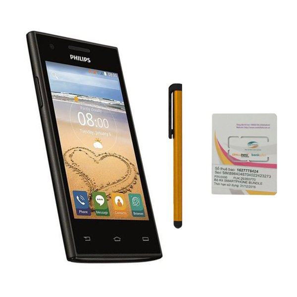 Bộ 1 Philips S309 4GB 2 Sim (Đen) + Bút cảm ứng Stylus Touch 1 đầu Pen-x + Sim Viettel