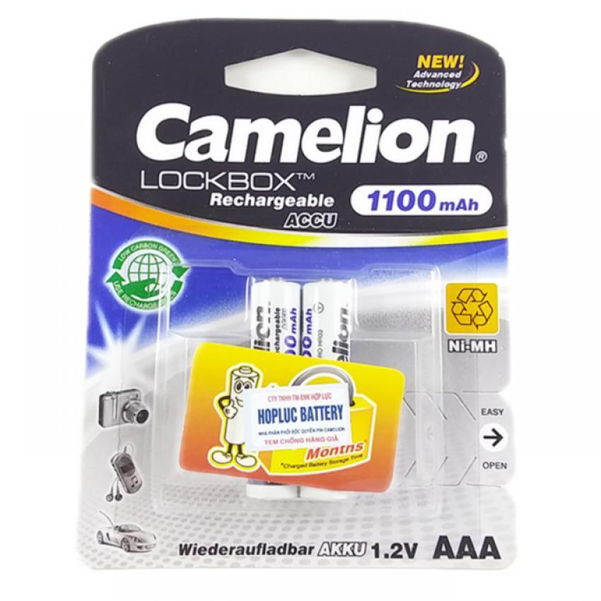 Bộ 2 pin sạc Camelion Lockbox Rechargeable 1100mAh AAA (Trắng)