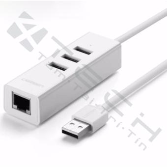 Bộ chia 3 cổng USB 2.0 kèm cổng mạng Ethernet 10/100Mbps dài 20cm Ugreen CR129 30297 (trắng)