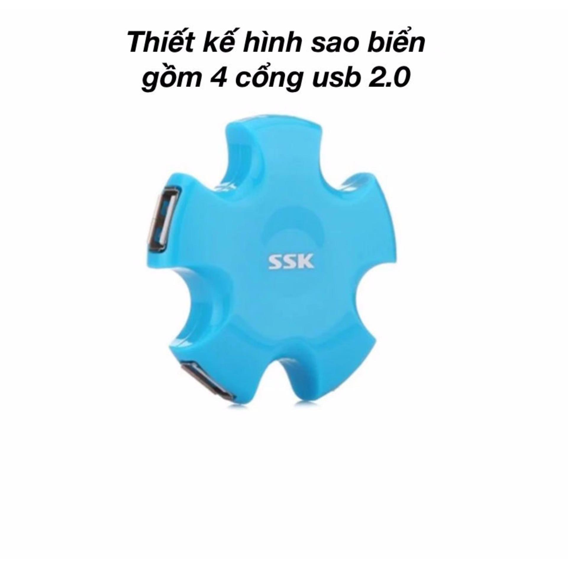 Bộ chia 4 cổng USB 2.0 SSK (xanh da trời)