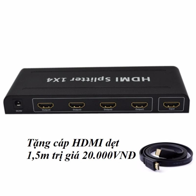 Bảng giá Bộ chia HDMI 1 ra 4, Splitter 1x4 tặng cáp HDMI dẹt 1,5m Phong Vũ