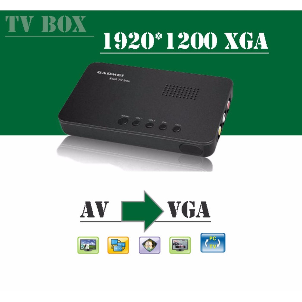 Bộ chuyển đổi AV sang VGA (Tivi box cho màn hình LCD, CRT Gadmei TV2810 (màu đen)