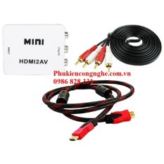 Bộ chuyển đổi tín hiệu HDMI sang AV (Video+Audio) + Tặng Cáp HDMI 1.5m + Dây AV 2-2 dài 2m