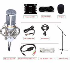 Bộ combo Karaoke/Livestream Mini tại gia cho bạn trải nghiệm tuyệt vời với Sound card XOX k10 + Micro BM 800 + Dây Livestream MA2 + Chân đế Boom mic stand