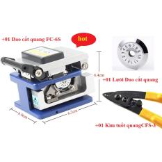 Bộ dụng cụ cáp quang gồm 3 sản phẩm: Dao cắt sợi quang FC-6S + Lưỡi dao thay thế + Kìm tuốt sợi quang CFS-3