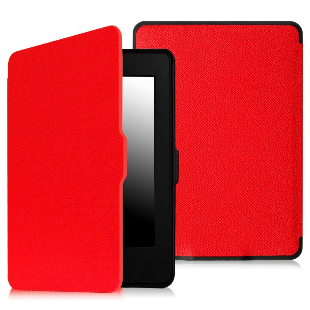 Bộ máy đọc sách Kindle paper AMAZON 2015 (Đen) và Bao da Kindle Paperwhite 2015 (Đỏ) - Hàng nhập khẩu