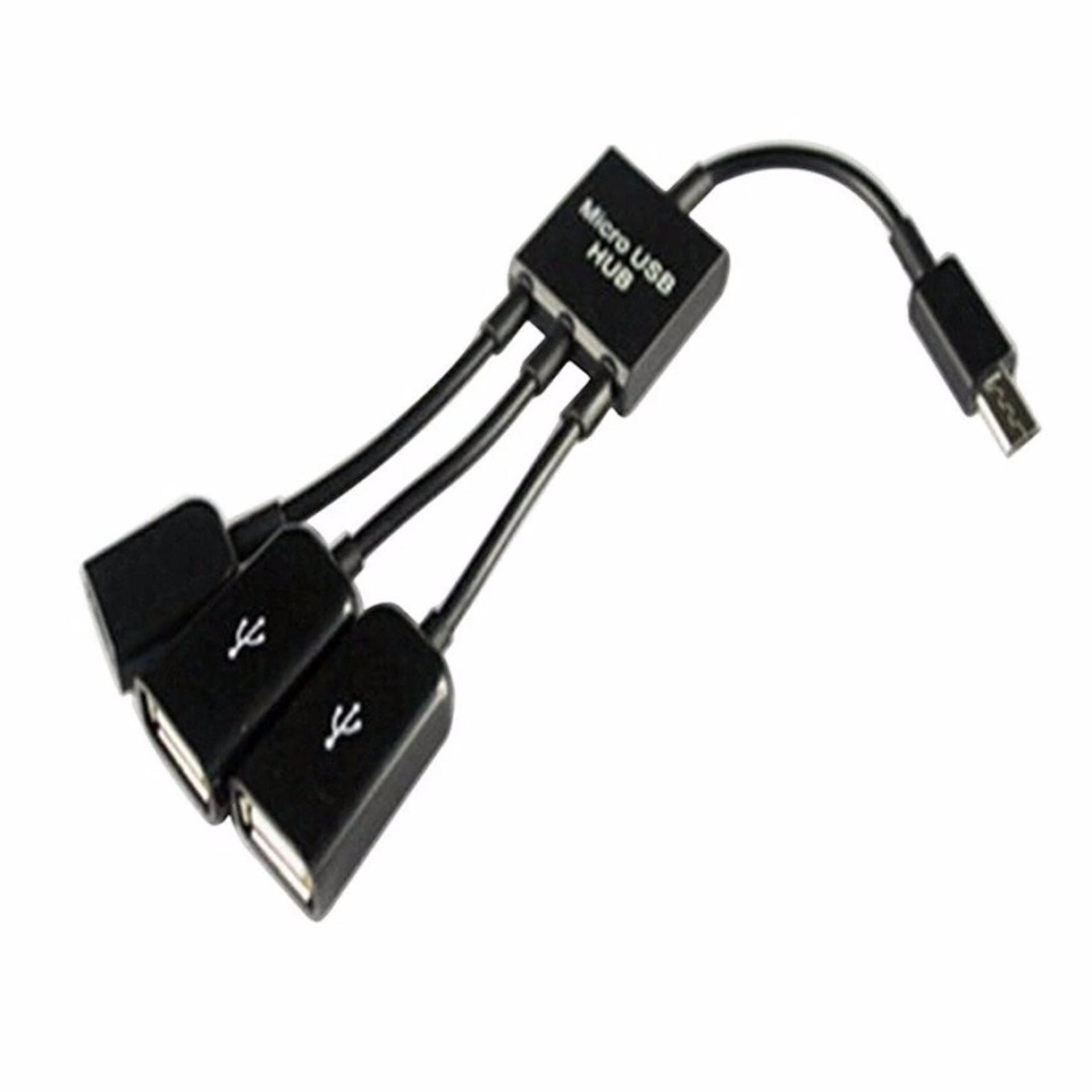 BolehDeals 3in1 Micro USB OTG Hub Host Extension Adapter Cable For Android Phone Tablet - intl