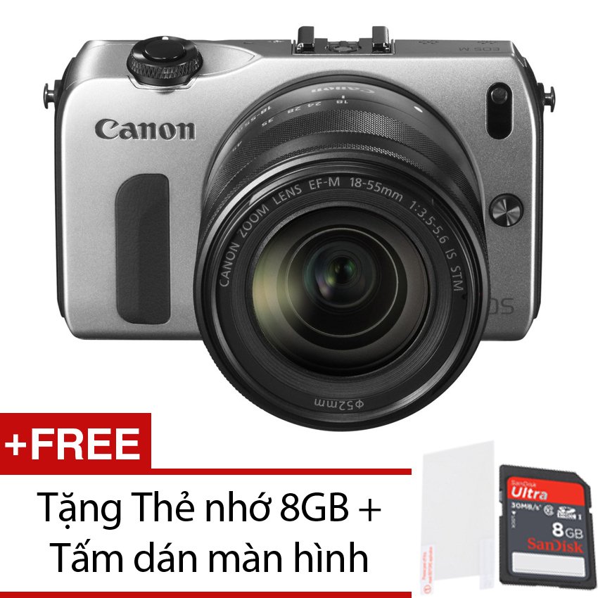 Canon EOS M 18.1MP với Lens Kit 18-55mm F3.5-F5.6 (Bạc) + Tặng 1 Thẻ nhớ 8GB , 1 Tấm dán...