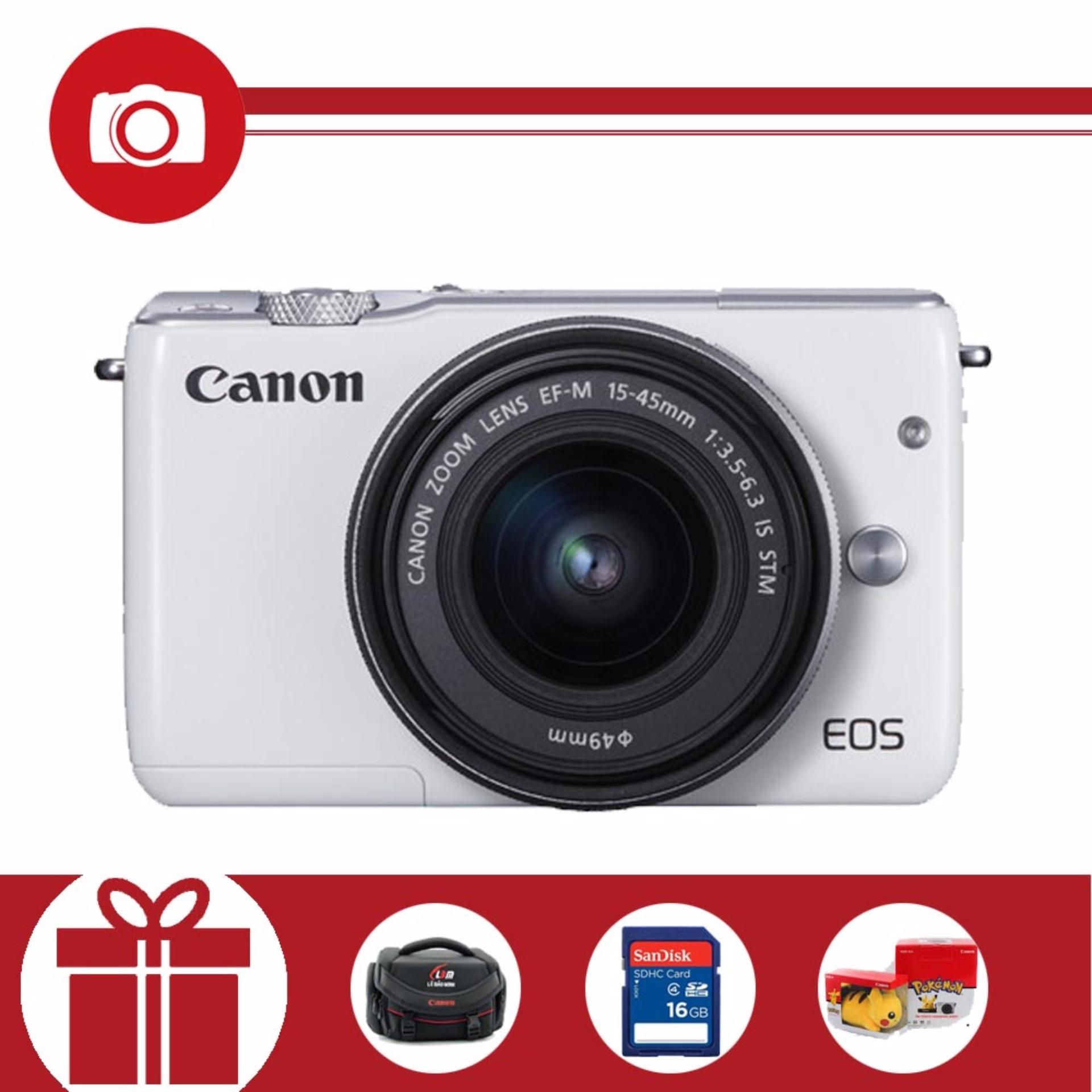 Canon EOS M10 18MP với Lens kit 15-45mm (Trắng) (Hãng phân phối chính thức) - Tặng thẻ nhớ SD 16GB,...