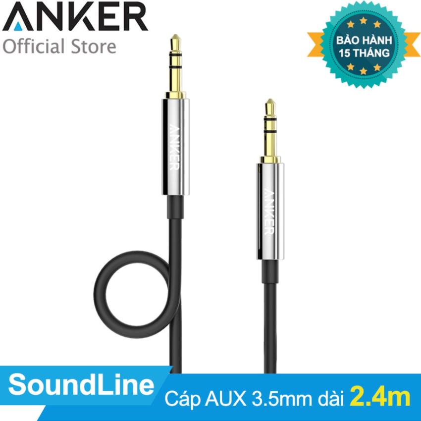 Hình ảnh Cáp âm thanh cao cấp ANKER SoundLine 3.5mm AUX dài 2.4m (Đen) - Hãng phân phối chính thức
