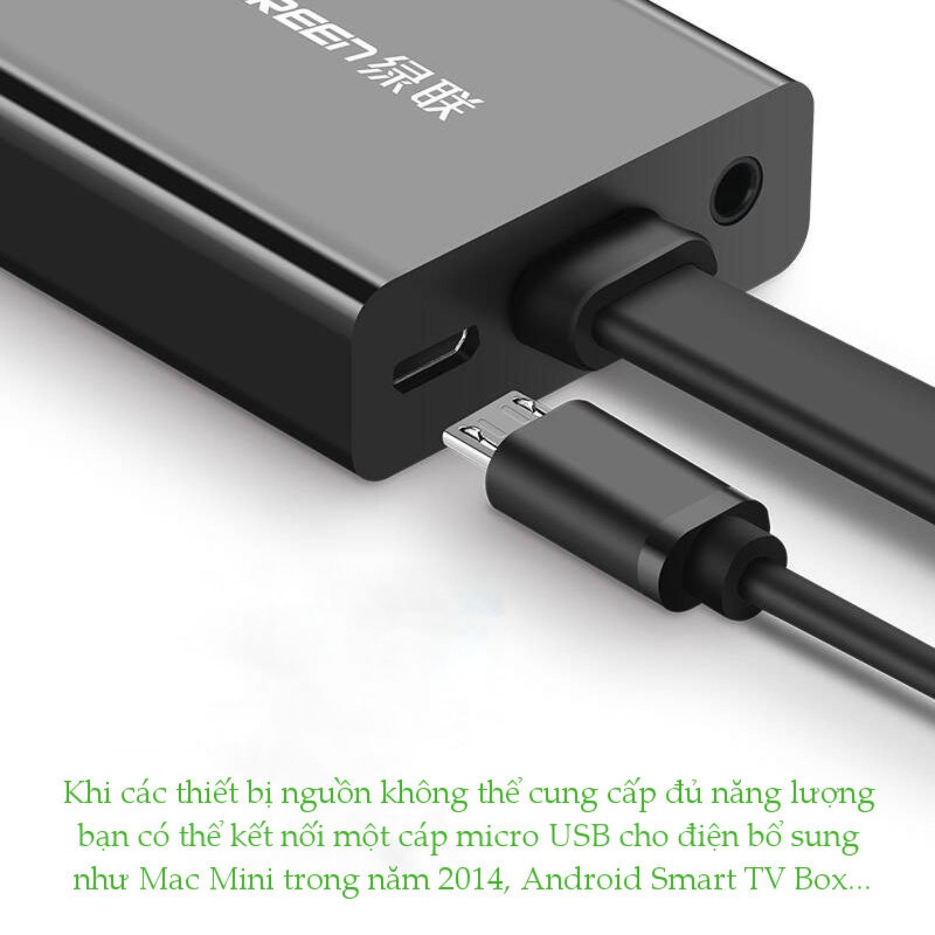 Cáp chuyển đổi HDMI sang VGA dây dẹt tích hợp cổng Audio 3.5mm + Micro USB hỗ trợ nguồn ngoài...