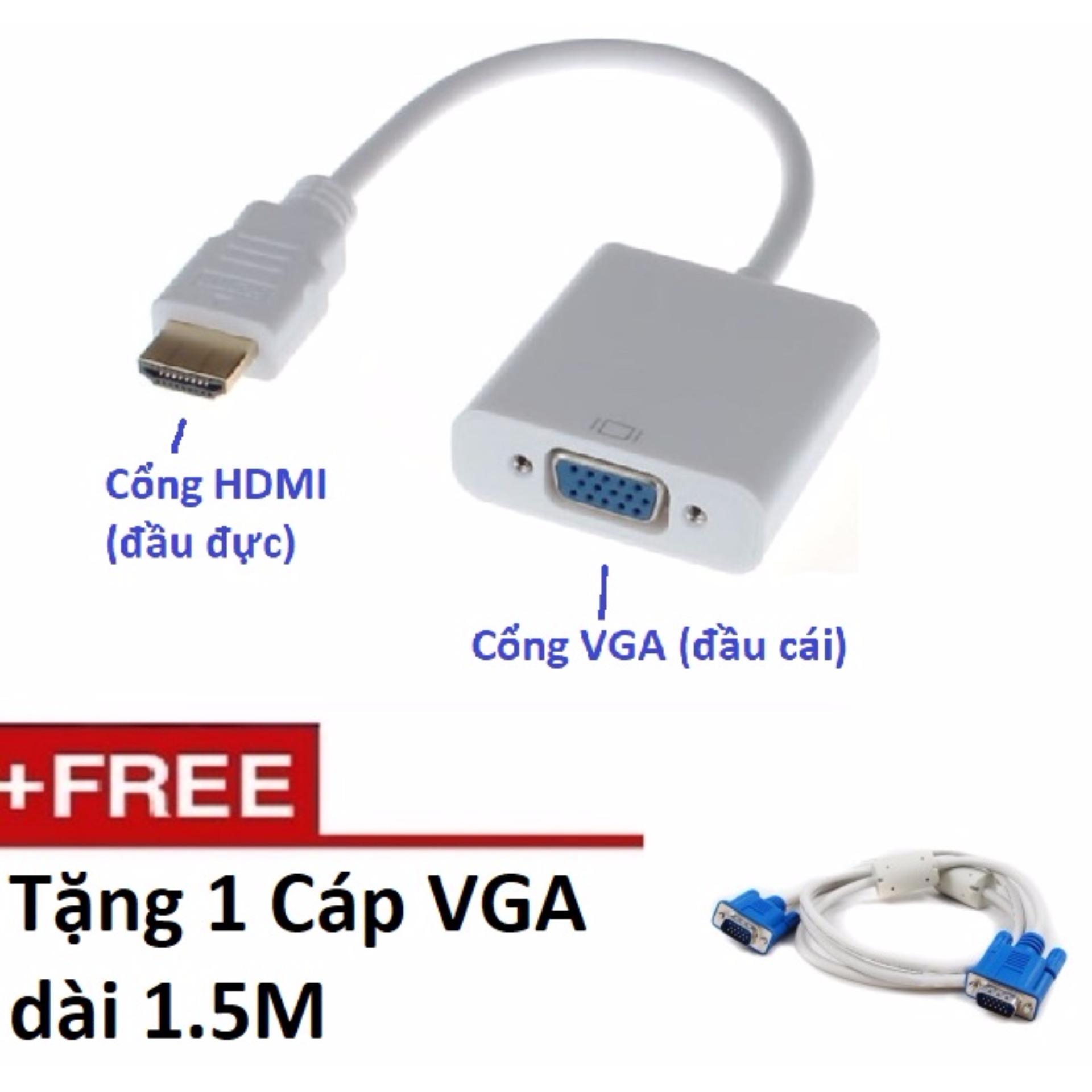 Cáp chuyển HDMI sang VGA Tặng kèm cáp VGA 1.5M