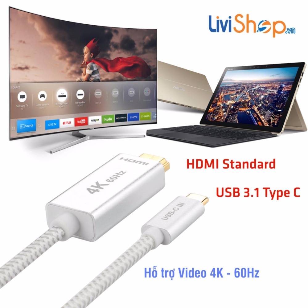 Cáp chuyển USB Type C sang HDMI hỗ trợ xuất Video 4K - 60Hz(3 mét)