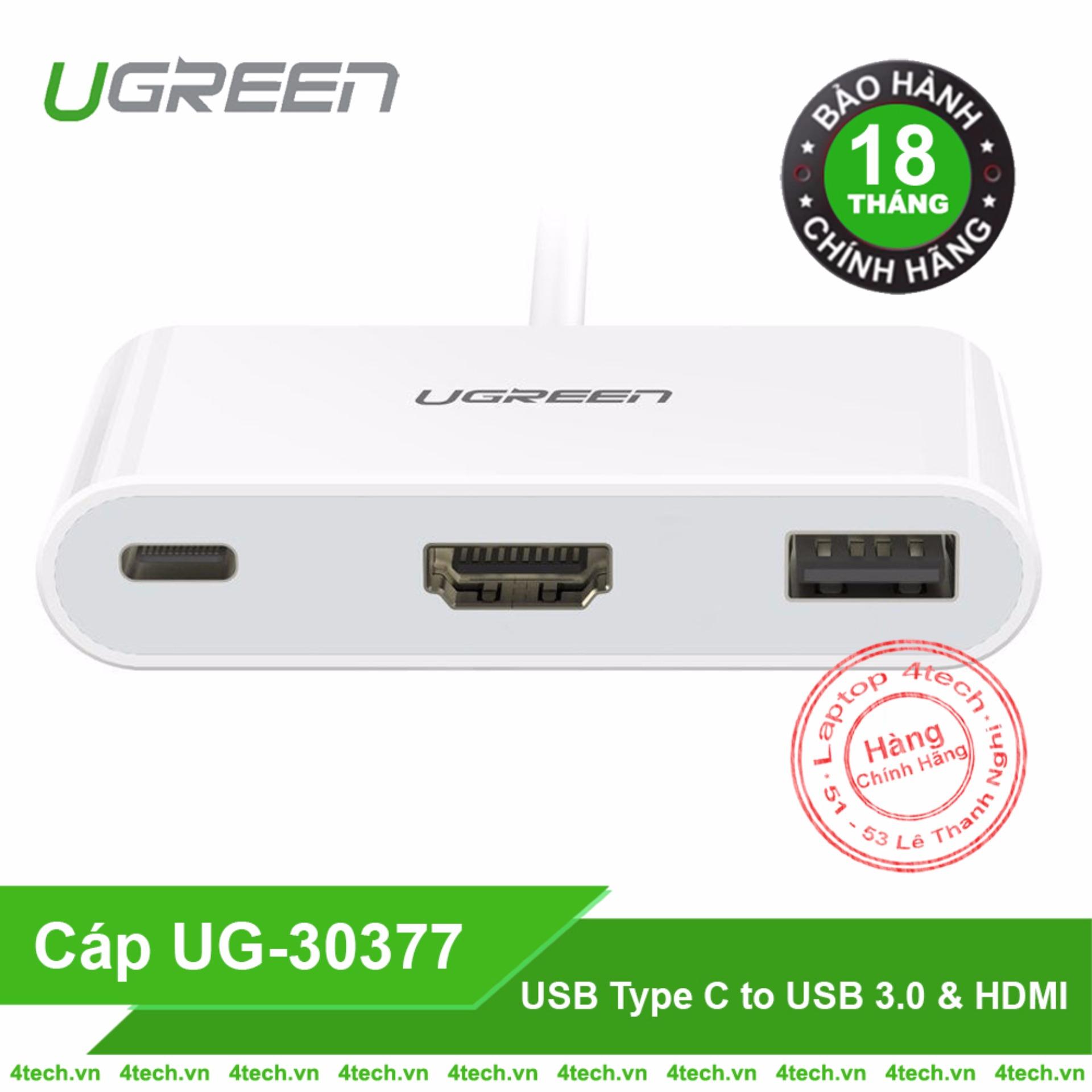 Cáp chuyển USB Type C sang HDMI + USB 3.0 Ugreen 30377 cho Macbook