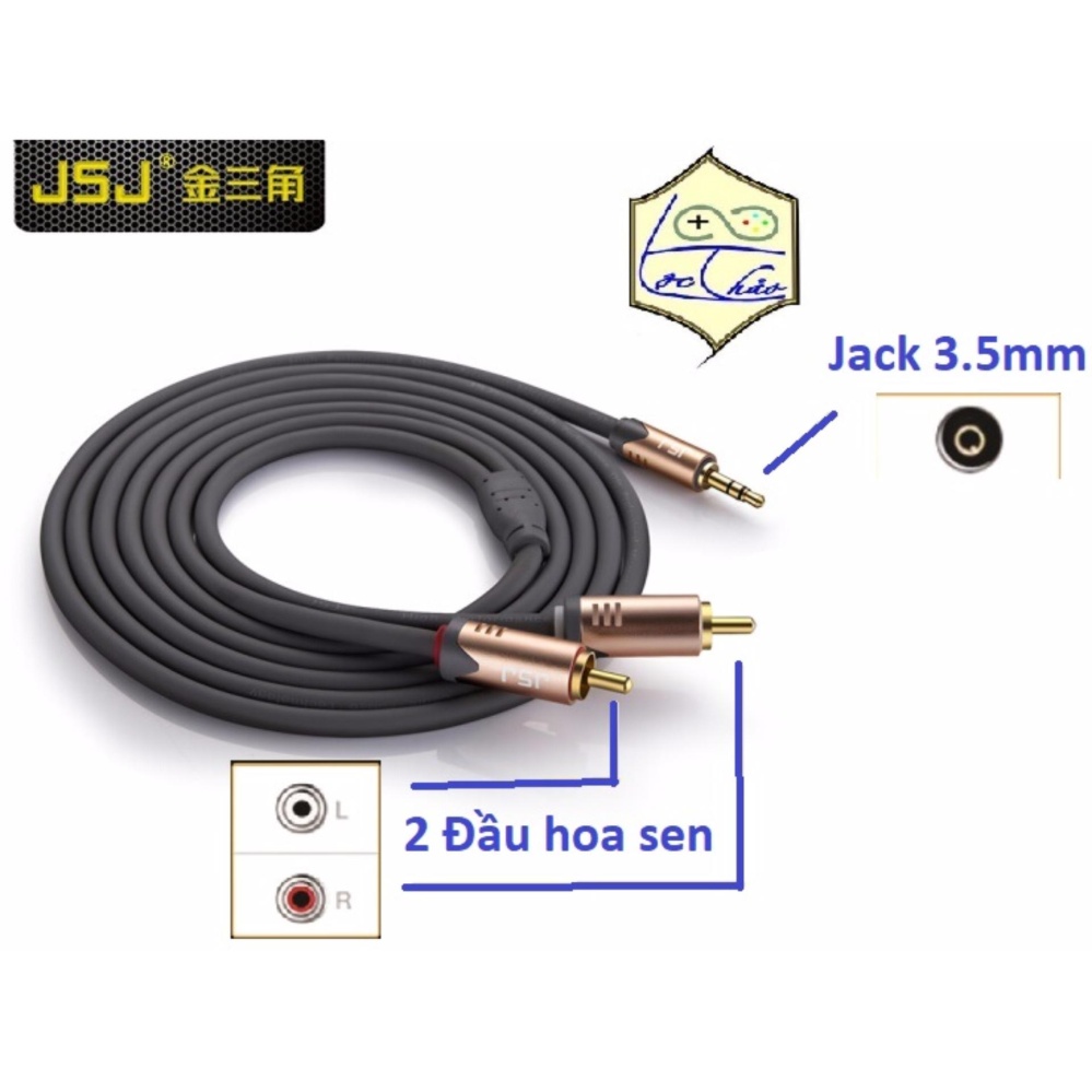 Cáp loa Jack 3.5 ra 2 đầu hoa sen dài 1.8M JSJ