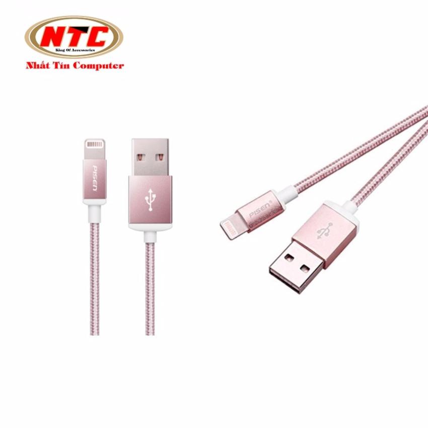 Hình ảnh Cáp sạc Pisen AL06-1000 1M cho điện thoại Iphone - dây dù cổng Lightning